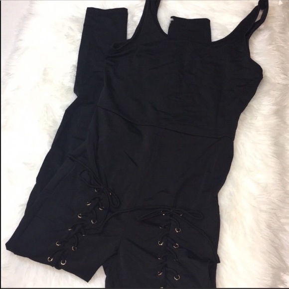 New Bold in Black Lace Up Jumpsuit - Picture 6 of 7